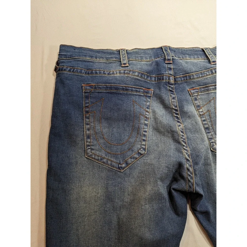 True Religion Jeans Mens 44x30 Blue Denim Rocco Relaxed‎ Skinny Flex Comfort